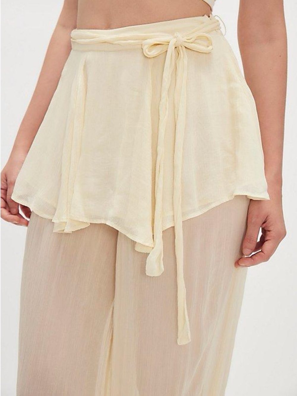 Free People Tongue Tied Ivory Butter Yellow Sheer Ballet Balloon Pants NEW - Picture 2 of 7